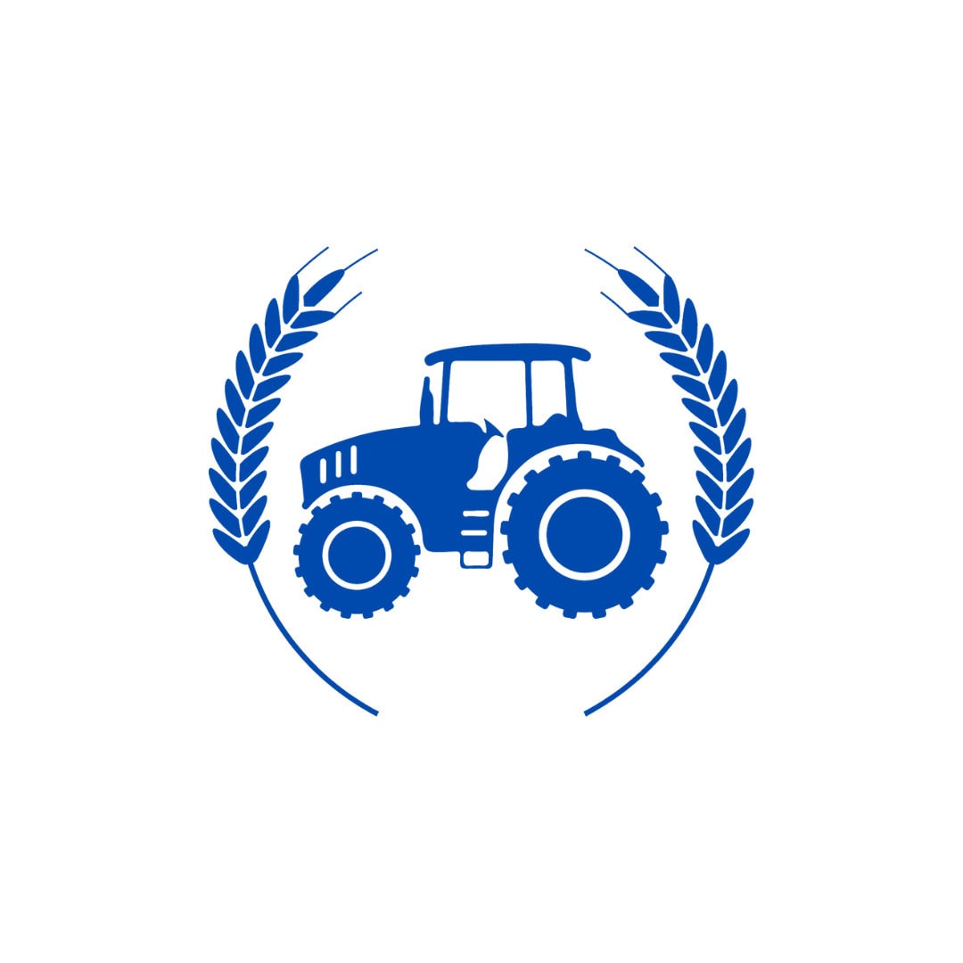 Tractor icon with laurel wreath logo representing agricultural and rural business accounting services in UK.