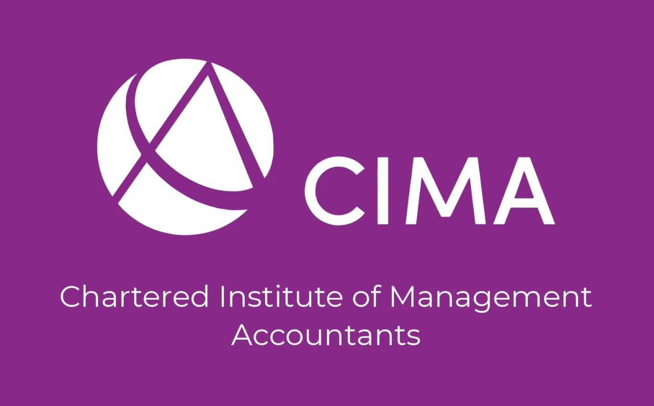 CIMA logo on purple background, representing Chartered Institute of Management Accountants for financial and management accounting services.