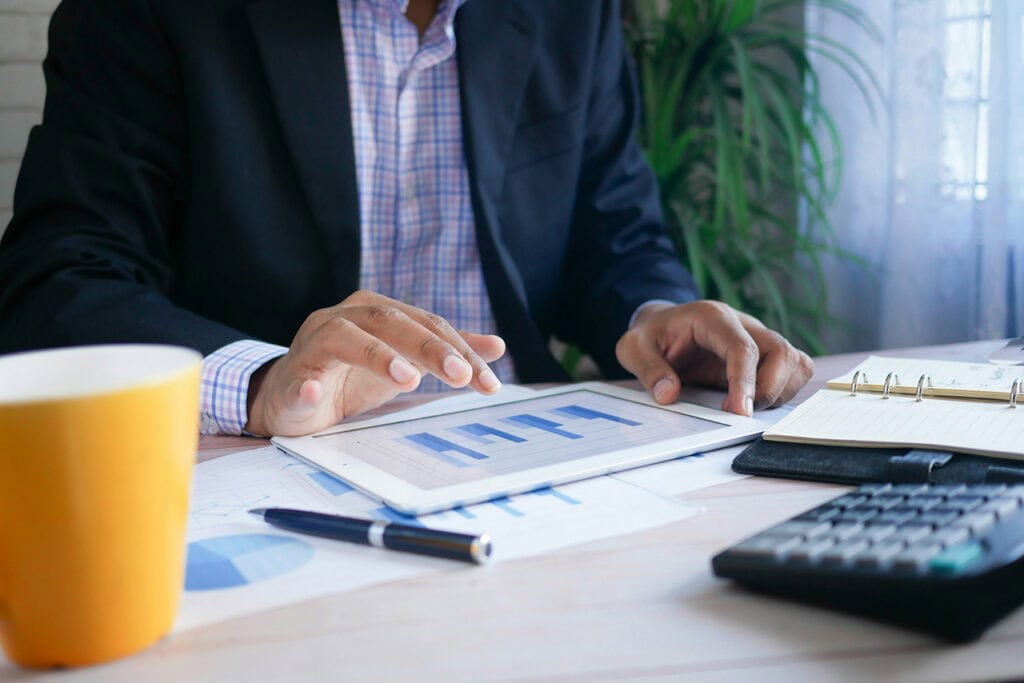 An accountant working on finances