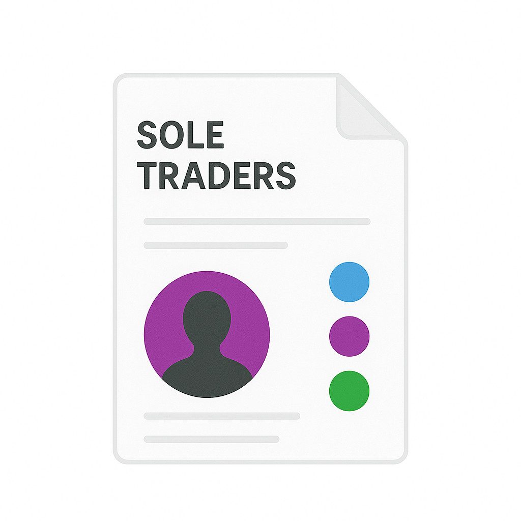 Sole traders tax document illustration, representing self-employment and small business accounting services in the UK.