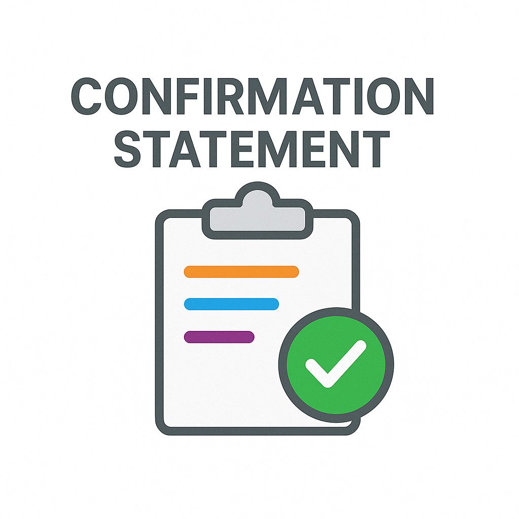 Confirmation statement icon, document with checkmark representing successful submission, essential for UK businesses, accounting, and compliance services provided by GMS Accountants.